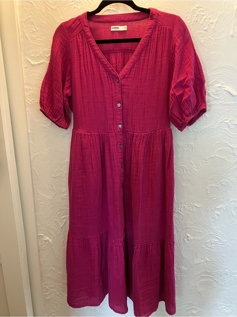 Sonoma Magenta Button-Front Maxi Dress
